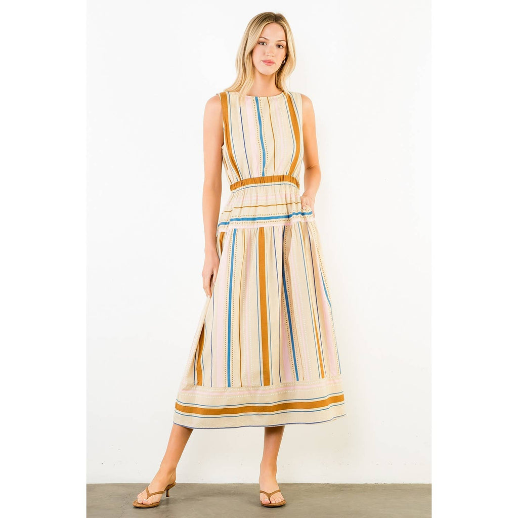 Sleeveless Stripe Midi Dress