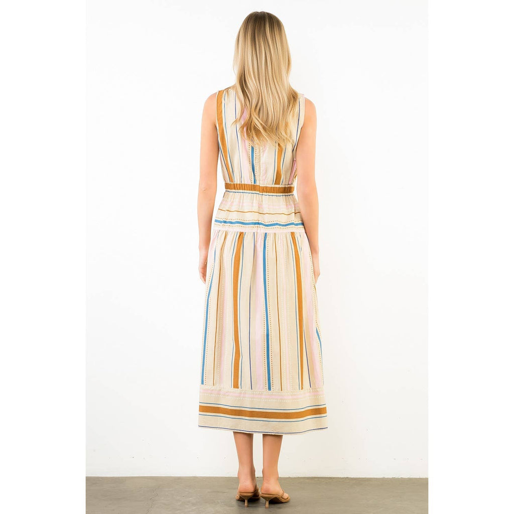 Sleeveless Stripe Midi Dress