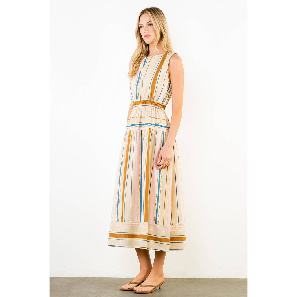 Sleeveless Stripe Midi Dress