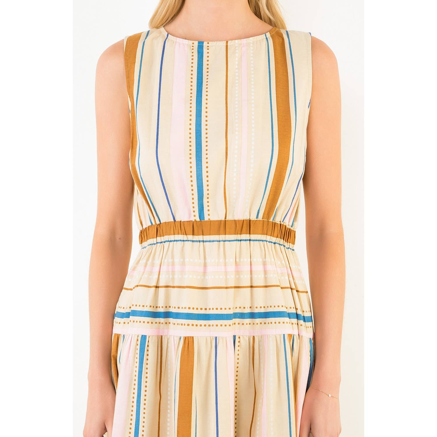 Sleeveless Stripe Midi Dress