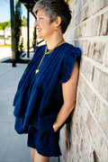 Denim Flutter Sleeve Top