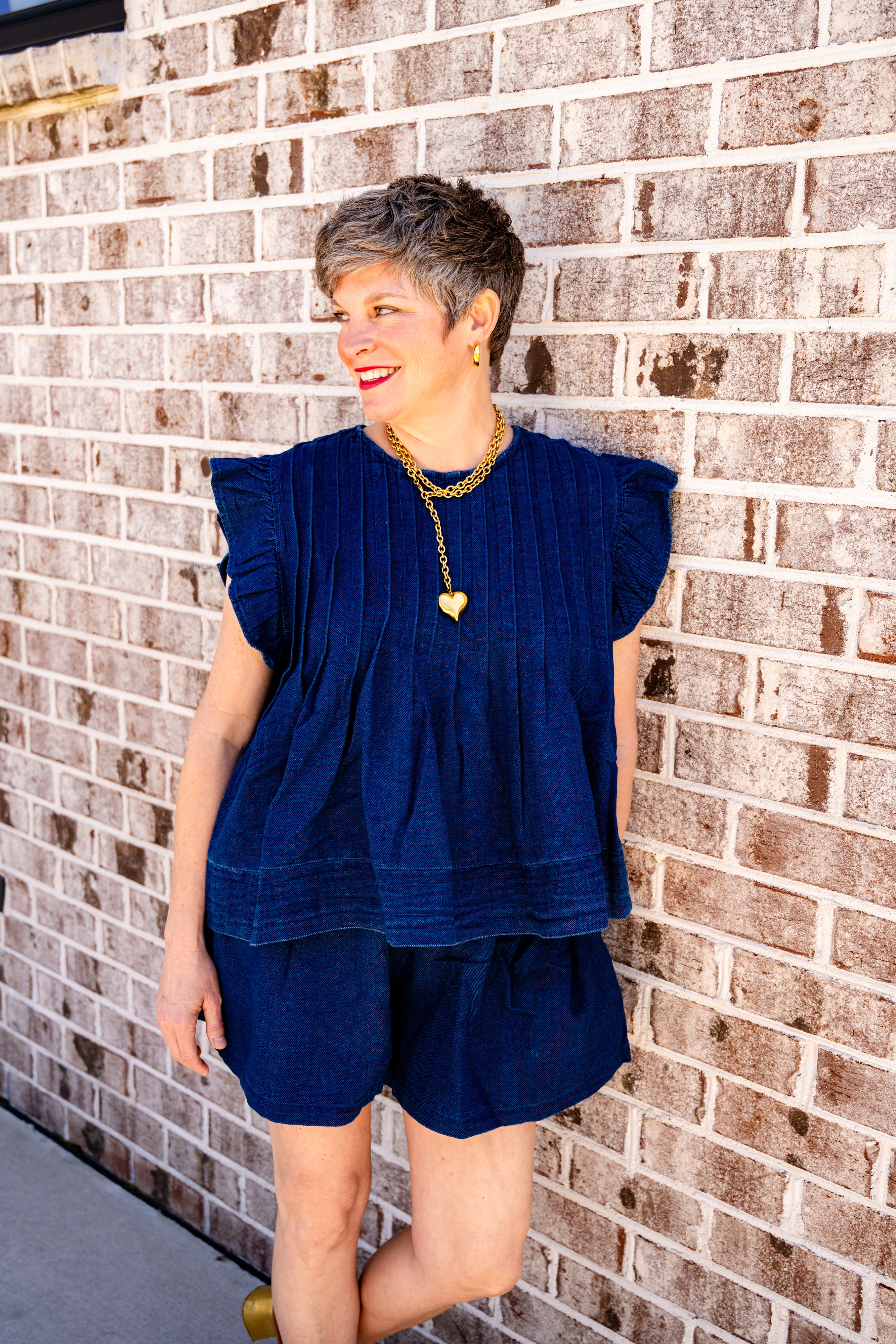 Denim Flutter Sleeve Top