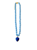Tyler Blue Beaded Necklace with Heart Charm