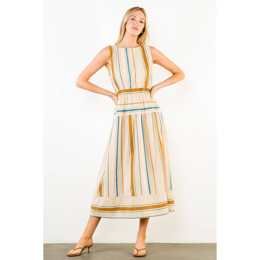 Sleeveless Stripe Midi Dress